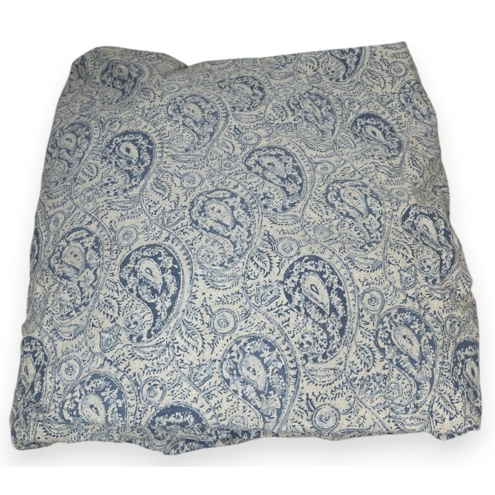 Vintage Ralph Lauren Paisley King Fitted Sheet Blue Beige Tan 100% Cotton Luxury